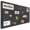 Large Bulletin Board, Foldable 60x36 Inches Cork Board Alternative, Large Felt Board Decorative Pin Board for Wall, Foldable Photo Board Self-Adhesive Vision Board with 36 Pushpins Dark Gray