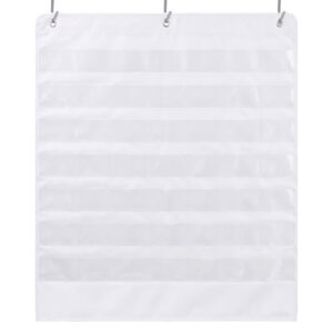 Large Classroom Calendar Pocket Chart, 45 Pockets Calendar Circle Time Board for Classroom, Preschool School for Kids with Clear Pockets and Hooks Wall Decor(Only Chart, White)