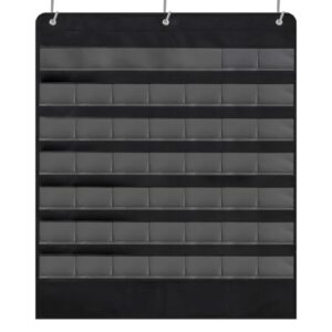 Large Classroom Calendar Pocket Chart, 45 Pockets Calendar Circle Time Board for Classroom, Preschool School for Kids with Clear Pockets and Hooks Wall Decor(Only Chart, Black)