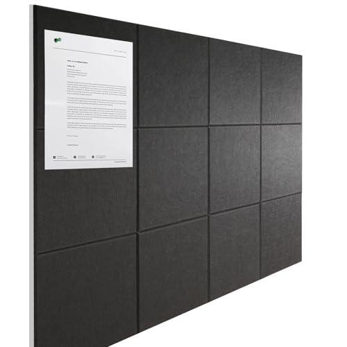 Large Cork Boards for Walls 48" x 36",12 Pack Bulletin Boards Alternative Cork Board for Office,Black Felt Wall Tiles, Contains Removable Security Stickers and PushPins