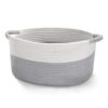 Large Cotton Rope Storage Basket with Handles, Hamper, Laundry Basket, 20 "L x 14" W x 12 "H, Home Decor for Storage Blanket &Toy, etc .(White & Gray）