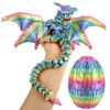 Large Dynamic 3D Printed Dragon Egg with Dragons Inside， 3D Printed Flexible Articulated Crystal Animals with Movable Wings , Flying Fidget Bird with Eyes Model for Desktop Home Decoration（SCCHMT）