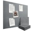 Large Felt Bulletin Board for Wall, 12-Pack 48" x 36" Grey Grooved Felt Board with Adhesive Backing, Cork Alternative Memo Pin Board, Acoustic Fabric Tiles for Home Office, Classroom & Wall Decor