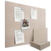 Large Felt Bulletin Board for Wall, 12-Pack 48" x 36" Oatmeal Grooved Felt Board with Adhesive Backing, Cork Alternative Memo Pin Board, Acoustic Fabric Tiles for Home Office, Classroom & Wall Decor