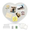 Large Heart-Shaped Linen Cork Bulletin Board with White Wood Frame, 24x19 Inch Decorative Memo & Photo Pin Board, Cute Vision Board for Home Office, Bedroom or Valentines Day Gifts Wall Decor