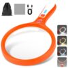 Large Magnifying Glass with Light: 5IN Handheld Illuminated Lighted Magnifier with 13 LED Lights, Rechargeable Magnifier (Orange+White, Magnifier with Light (No Case))