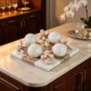 Large Marble 3D Tic Tac Toe Game, Stone Board with White and Brown XO Piece