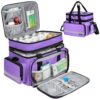 Large Pill Bottle Organizer, Double Layers Medicine Storage Bag with Lockable Zippers and Shoulder Strap,Medication Travel Bag for Prescription Bottles, Vitamins & Medical Supplies, Purple (Bag Only)