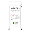 Large Rolling Whiteboard on Wheels, 48" x 24" Height Adjustable Mobile White Board with Stand, 4' x 2' Portable Standing Magnetic Dry Erase Board Easel for Home Office Classroom School, Silver