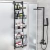 Large Rustproof Shower Caddy with 5 Tiers Over Door Hanging Organizer Rack with Adjustable Basket Shelf and Hooks, Bathroom Storage Shelves for Shower Utensils, Installation Without B