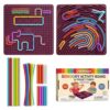 Large Sensory Activity Board, Silicone Fidget Toy for Autism, ADHD & Stress Relief, Double-Sided Quiet Montessori Fine Motor Skills Toy Gift for 3+ Kids, Adults with 36 Strips Portable Bag (Berry)