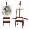 Large Wooden Painting Easel with Storage Drawer and Palettes, H-Frame Studio Easel Stand Holds Canvas up to 36 Inches, Suitable for Adults, Beginners, and Artists, Walnut