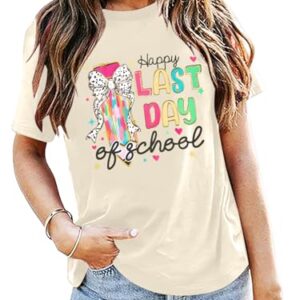 Last Day of School Teacher Shirt: Women Teacher Life Shirts Summer Happy Graduation Gifts Tee Tops