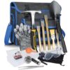 LASUK 40PCS Geology Rock Pick Hammer Kit, Gold Mining & Prospecting Equipment Tool, Hammer, 3 PCS Digging Chisels Set, Shovel, Wooden Chisel, Magnifying Glass, Whistle, Goggles, flocked bags, compass