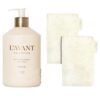 L'AVANT Collective The Ultimate Dish Wash Duo, Natural Luxury Dish Soap 16 Fl Oz with Refillable Glass Pump Bottle & 2 Loofah Dish Sponges for Pots, Pans, Dishes and Kitchen Cleaning, Winter Fir