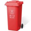 LAVGHR Outdoor Outdoor Plastic Trash Can with Lid and Reinforced Wheels Recycling Trash can