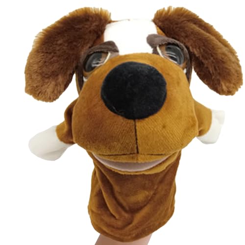 Lawnrden Animal Hand Puppets|Hand Puppets for Kids Adult 10.6 Inch Soft Plush Dog Puppet with Movable Mouth and Big Eyes Cute Storytelling Dog Puppet for Teaching, Preschool Birthday