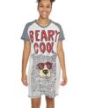Lazy One V-Neck Nightshirts for Women, Animal Designs, Bear, Sunglasses (Beary Cool, L/XL)