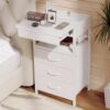 Lazzanto Nightstand with Lockable Hidden Compartment, White