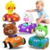 LBJGL Press and Go Toy Cars for Toddlers 1-3，Fun Vehicle Playset for Kids