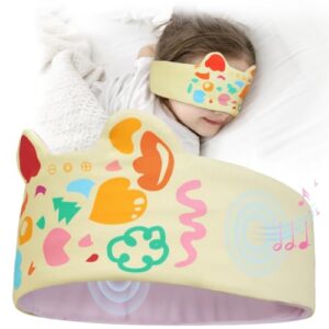 LC-dolida Kids Headband Headphones Sleep Headphones Bluetooth Headband- Comfortable Fit - Safe Volume Limited for Boys & Girls Children Learning, Sleep and Airplane (Yellow)