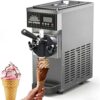 LCD Panel Commercial Ice Cream Machine 450W 5.8-7.9 Gal/H Soft Serve Ice Cream Maker with Auto Clean, Countertop Dessert Maker for Restaurants and Shops Grey