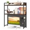 LDAILE 2-Tier Desk Hutch with Pegboard Desktop Organizer