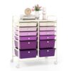 LDAILY 12 Drawer Rolling Storage Cart, Craft Cart Organizer on Wheels with Metal Frame, Large Capacity & Smooth Drawers for Living Room, Classroom, Office (Gradient Purple)