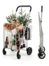LDAILY Folding Shopping Cart, Double Basket Utility Cart