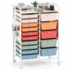 LDAILY Rolling Storage Cart with 15 Drawers for Craft Room, Macaron
