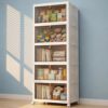 LDQ 170 Qt Large Storage Bins with Lids, 5 Tier Stackable Storage Cabinet with Wheels & Clear Doors, Foldable Plastic Closet Organizer for Bedroom, Bathroom & Kitchen