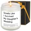 LEADO Candle - Father, Mother of the Bride Gifts - Funny Gifts for Mother, Father of the Bride - Wedding Thank You Presents for Parents, Dad, Mom from Daughter - Survived My Daughter's Wedding Candle
