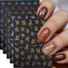 Leaf Nail Art Stickers Fall Nail Decals 5PCS Self-Adhesive Red Blue Green Silvery Gold Bamboo Leaves Glitter Nail Art Design Sticker Fall Leaf Nail Stickers for DIY Manicure Decorations