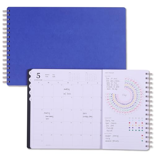 Leanga 2026 Calendar Planner, Daily Weekly & Monthly Desk Planner with Goal Setting and Habit Tracker for Study and Work-Premium Productivity Journal-13.5" x 9", Large Hardcover Office Supplies-Indigo