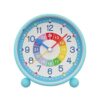 Learning Clock for Kids, Colorful Silent Educational Teaching Clock with Minute/Hour Labels/24-Hour, Non-Ticking Desktop Alarm Clock with Night Light, Gifts for Children Learn to Tell Time (Blue)
