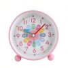 Learning Clock for Kids, Colorful Silent Educational Teaching Clock with Minute/Hour Labels/24-Hour, Non-Ticking Desktop Alarm Clock with Night Light, Gifts for Children Learn to Tell Time (Pink)