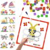 Learning Educational STEM Toy,Mosaic Magnetic Puzzle,330 Foam Building Blocks with 20 Patterns,Math Counting Activities, Montessori Sensory Art Kit Gift for Boy Girl Kids 4 5 6 7+