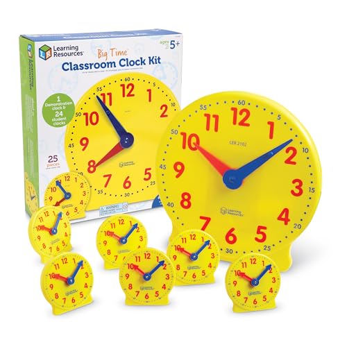 Learning Resources Classroom Clock Kit - Preschool Must Have, Teaching Time Activity , About Flash Time Cards, Montessori Toys, Math Manipulatives, Gifts for Boys and Girls, Toddler Activities