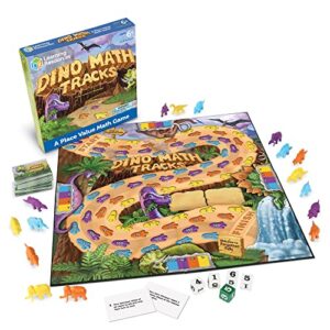 Learning Resources Dino Math Tracks Game - Math Manipulatives, Montessori Board Game, Addition and Subtraction, Counting Literacy Toys, STEM for Kids, Critical Thinking, Gifts for Boys and Girls