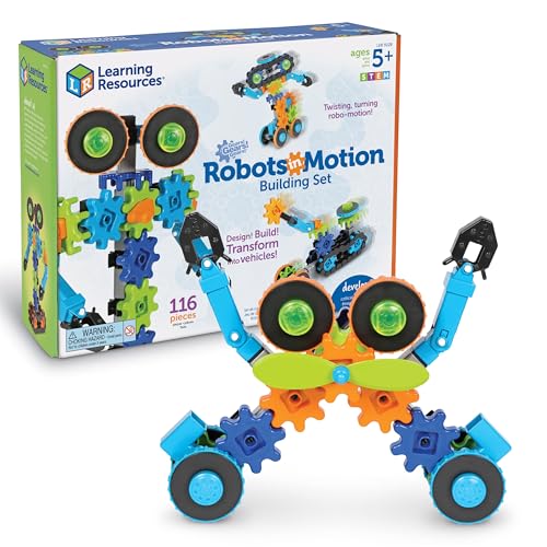 Learning Resources Gears Gears Gears Robots In Motion - Building Toys, STEM Activities, Fine Motor Skills, Toddler Construction Explorer Kit, Kindergarten Science, Boys and Girls Gifts