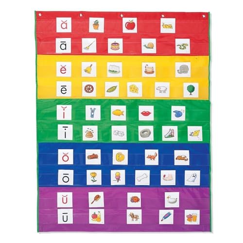 Learning Resources Rainbow Pocket Chart - Classroom Pocket Charts with Hanging Wall Pockets, Sentence Strips for Teachers, Word Wall Cards, Classroom Organization Display
