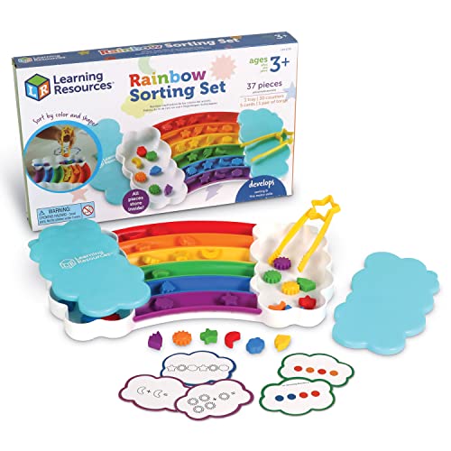 Learning Resources Rainbow Sorting Set , fine motor, sorting, patterning & addition skills, Toddler Educational Toys, sensory tray