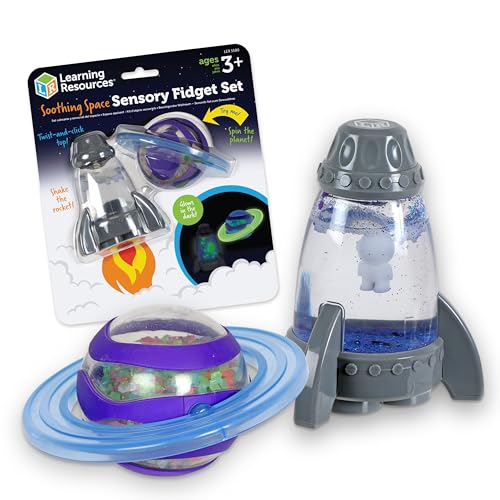 Learning Resources Soothing Space Sensory Fidget Set: Calming Sensory Toys, Tactile STEM Fidgets for Kids, Cute Planet Spinner, Calm Down Corner Supplies & Cool Gifts for Toddlers Ages 3+