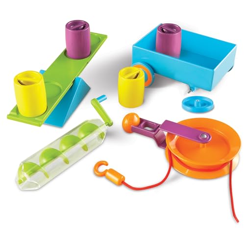 Learning Resources STEM Simple Machines Activity Set - STEM Engineering Kits for Kids, Simple Machines Kit for Classroom, Pulley Machine, Engineering Activities, Force and Motion Science Kit