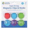 Learning Resources Super Strong Magnetic Hooks & Clips - Magnetic Clips for Whiteboard, Strong Magnet Hooks for Classroom, Magnets with Hook, Fridge Clip Magnets, Refrigerator Magnet Hook
