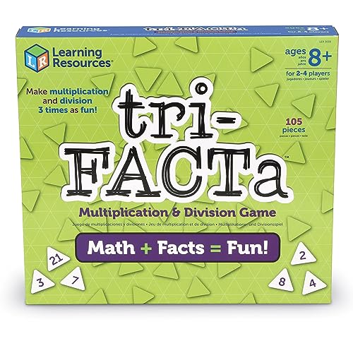 Learning Resources Tri-FACTa Multiplication & Division Game - Math Manipulatives, Kid Montessori Board Games, Classroom Must Haves, STEM Number Cards, Critical Thinking, Back to School, Kids Gifts