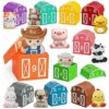 Learning Toy for Toddlers 1 2 3+ Years Old, 20 PCS Farm Animal Barn playset & Finger Puppets, Montessori toys for Kids,10 Animals & 10 Barns for Babies Boys Girls Easter Christmas Birthday Gift