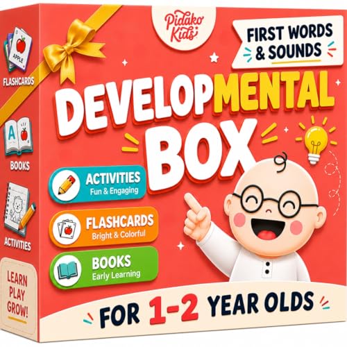 Learning Toys for 1-2 Year Old, Montessori Toys & Preschool Learning Activities with Speech Therapy Materials & Phonic Baby Flash Cards for 12 to 18 Months, First Words and Board Books by Pidoko Kids