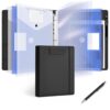 Leathario 1 Inch 3-Ring Binder with Clipboard, PU Leather with Notepad, Pen, Pockets for Work and School