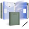 Leathario 1 Inch 3-Ring Binder with Clipboard, PU Leather with Notepad, Pen, Pockets for Work and School